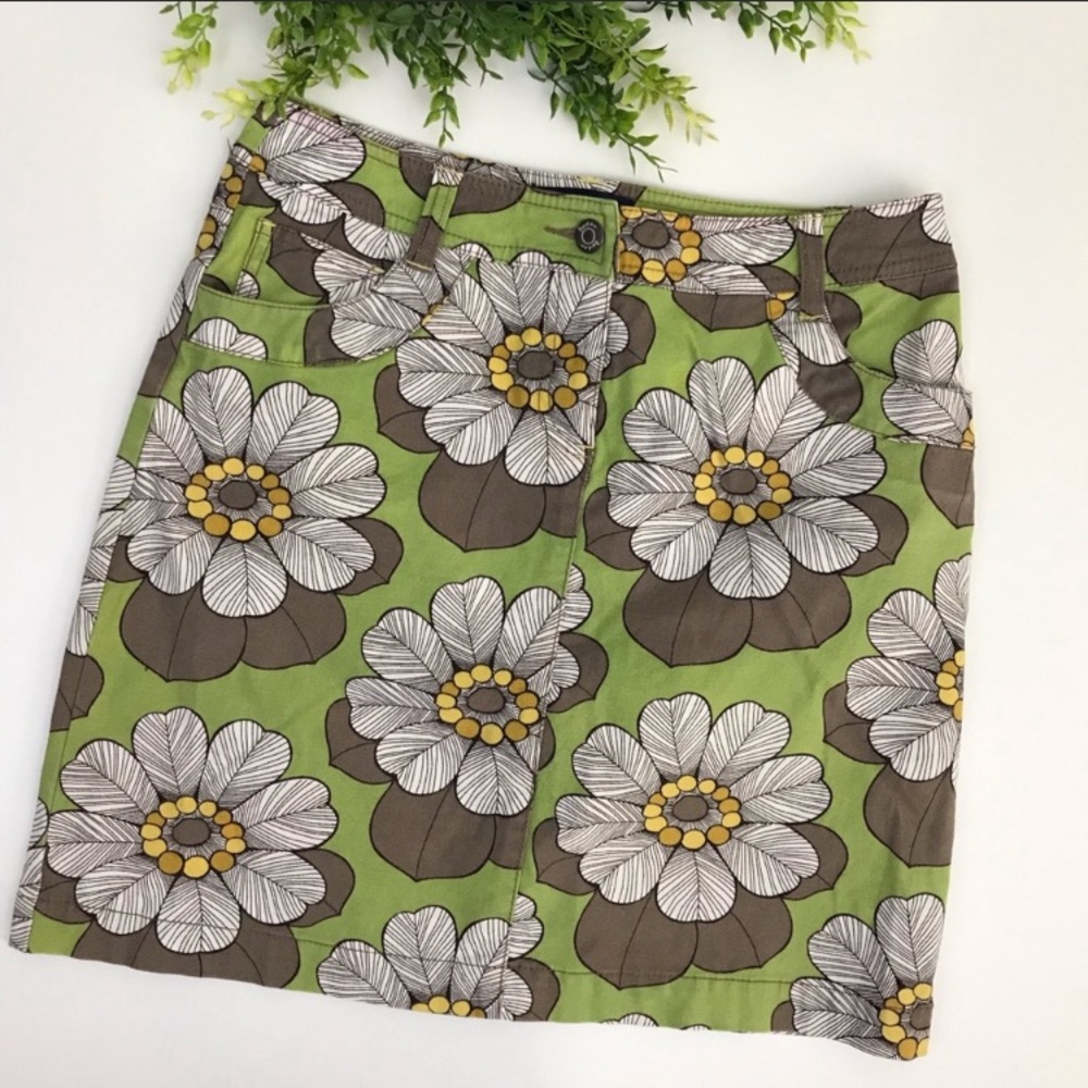 Boden Green Floral Skirt